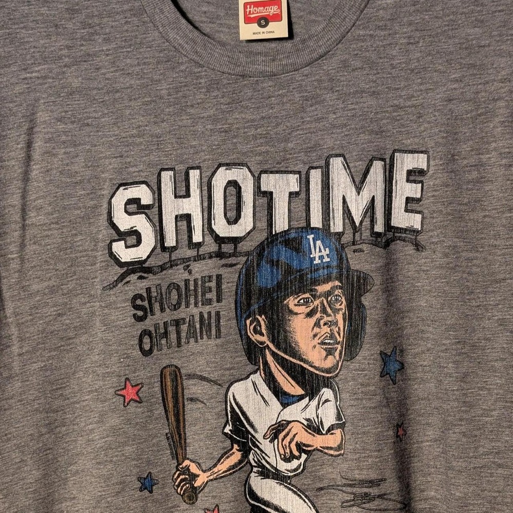 Homage Shohei Ohtani Los Angeles Dodgers Shotime Gray Graphic T-Shirt Mens S